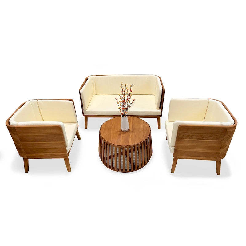 LuXeo Olivia Teak Deep Seating Set - 4 Person