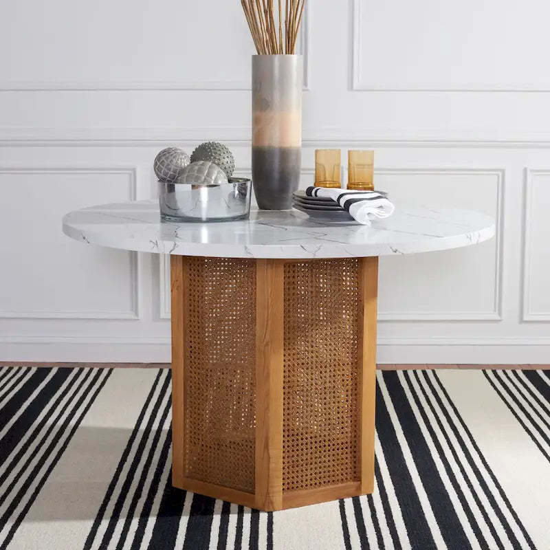 SAFAVIEH Mozell Cane Dining Table - 47.3 W x 47.3 L x 28.8 H - 47Wx47Dx29H