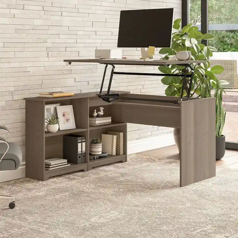 Bush Furniture Cabot 52W Standing Corner Desk with Shelves