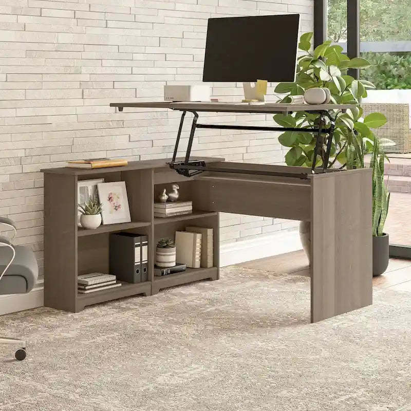 Bush Furniture Cabot 52W Standing Corner Desk with Shelves