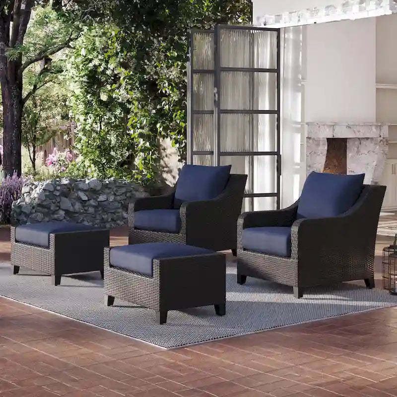 New Classic Furniture Skye 4-Piece Outdoor Patio Chair and Ottoman Set