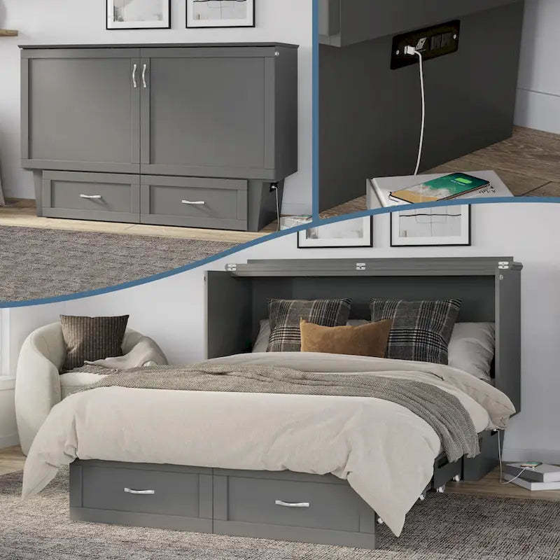 Chelsea Queen Murphy Bed Chest with Mattress