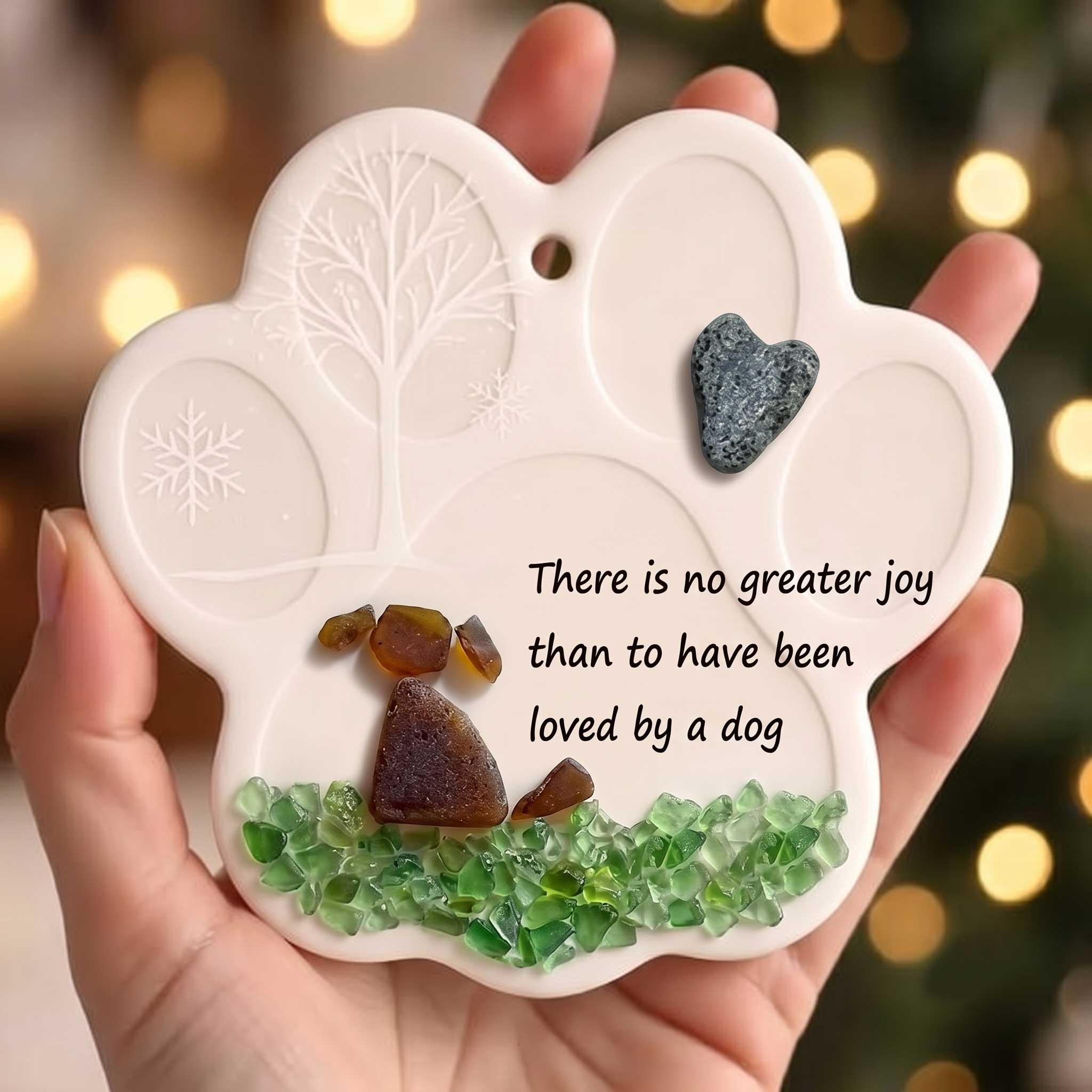 There Is No Greater Joy – Sea Glass Dog Memorial Ornament