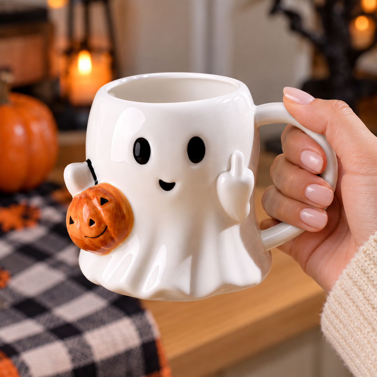 Middle Finger Ghost Halloween Mug