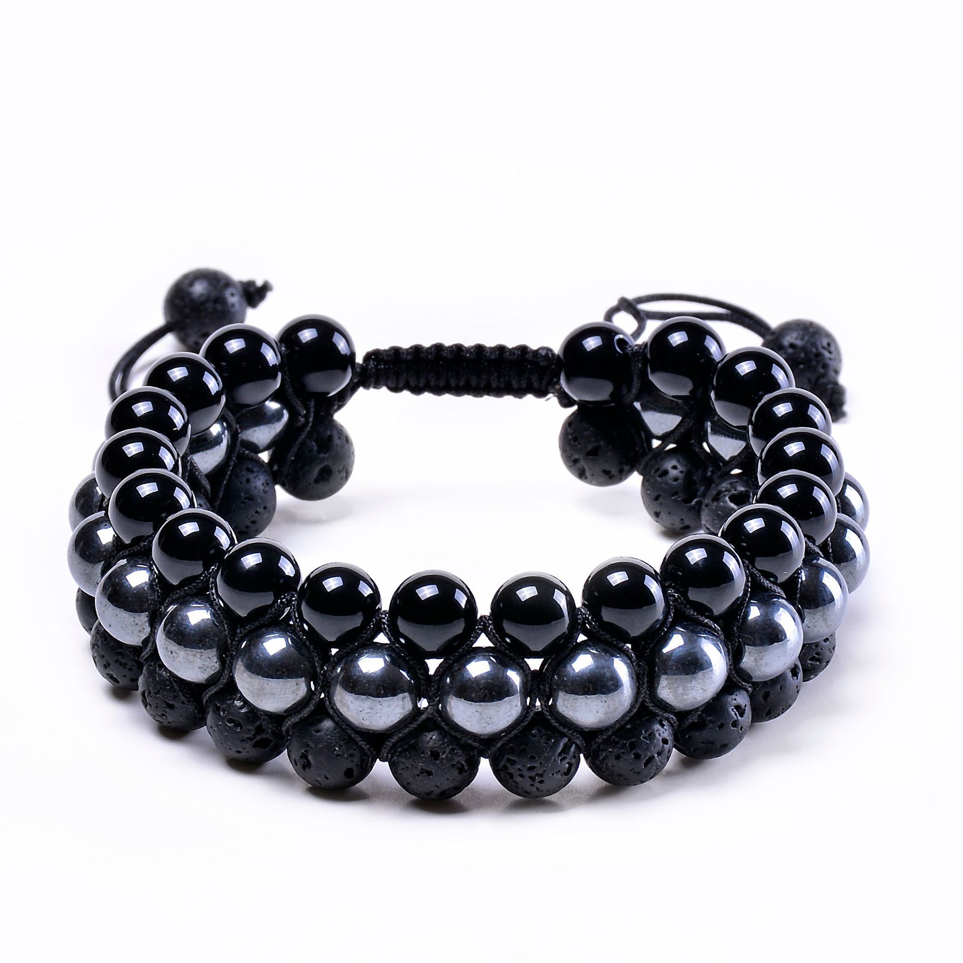 Natural Black Stone Bracelet-stylishnooks