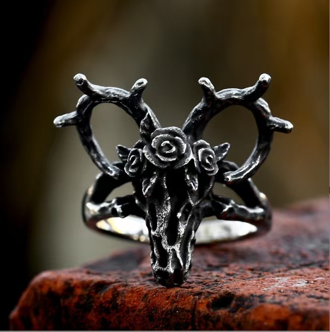 Sheep Skull Statement Ring-stylishnooks