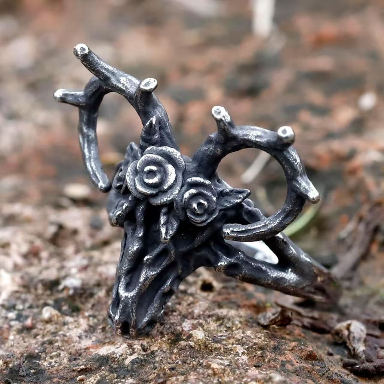 Sheep Skull Statement Ring-stylishnooks