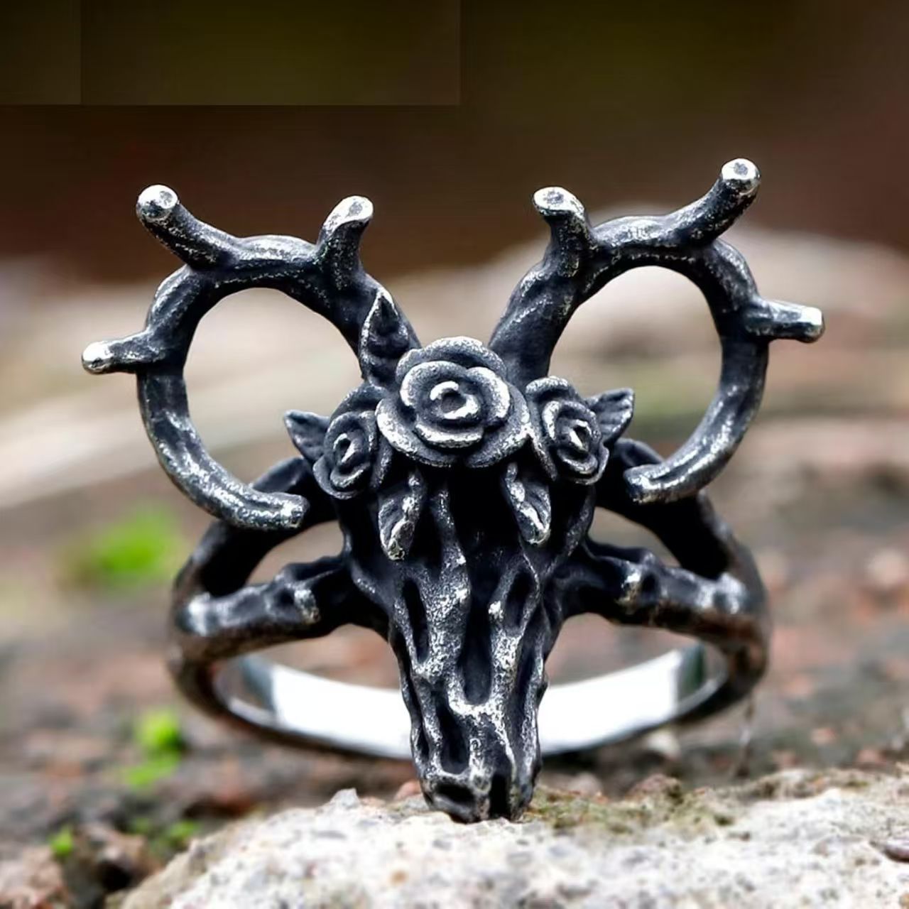 Sheep Skull Statement Ring-stylishnooks