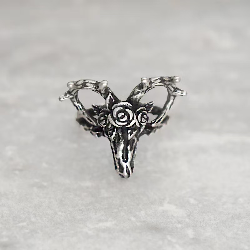 Sheep Skull Statement Ring-stylishnooks