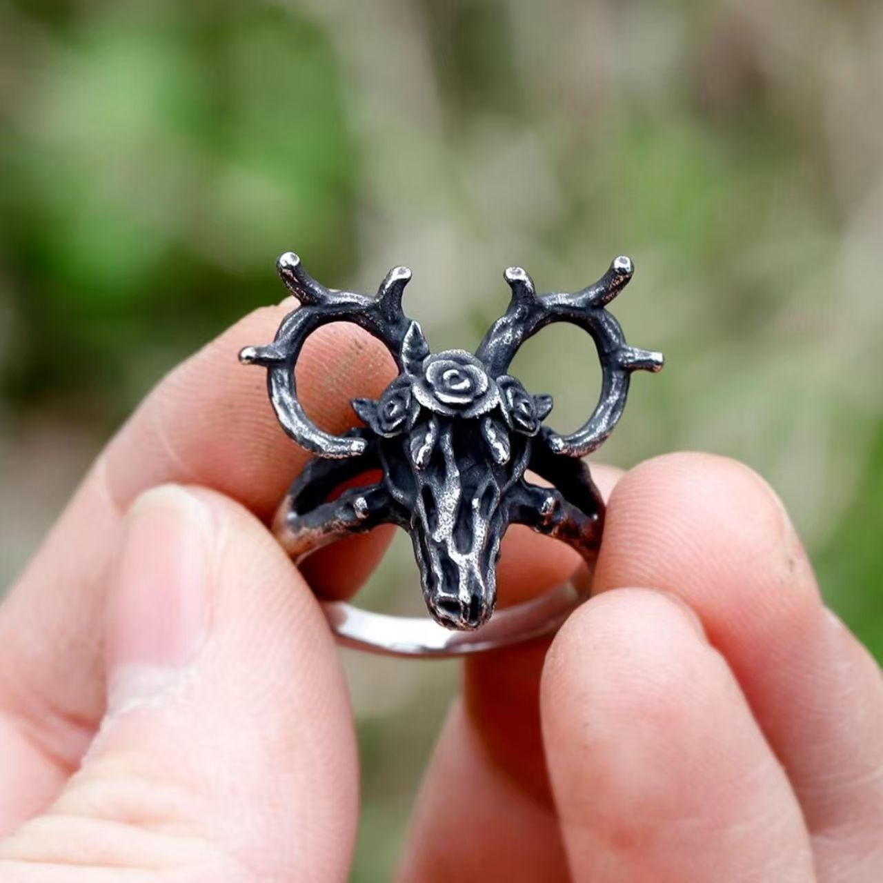 Sheep Skull Statement Ring-stylishnooks