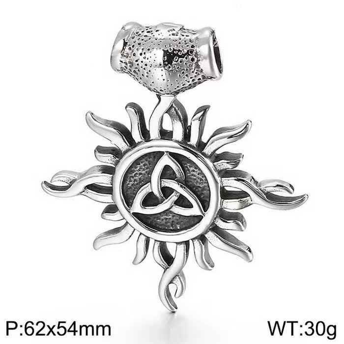 Viking Sunflower Pendant Necklace, Punk Style Titanium Steel Men's Jewelry-stylishnooks