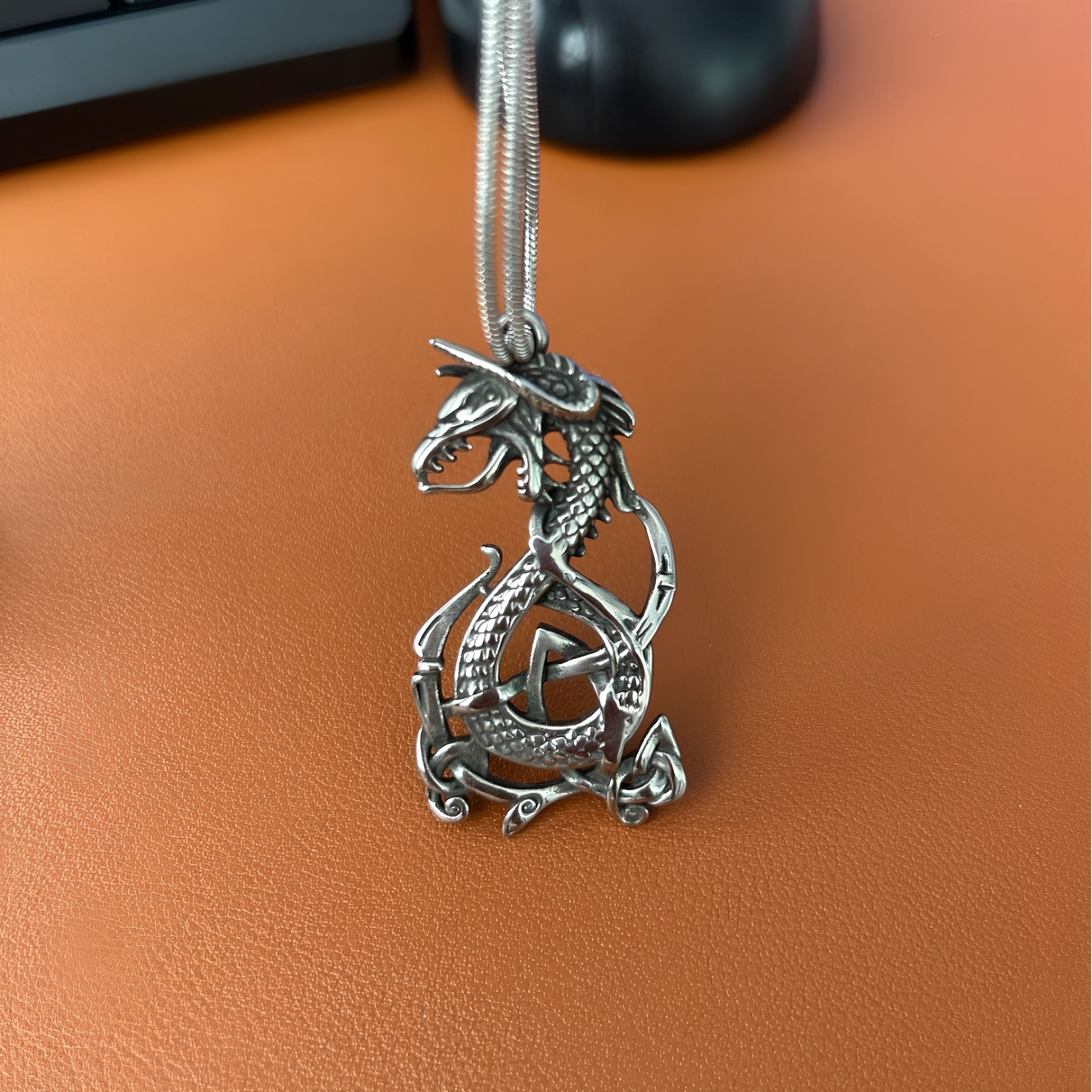 Celtic Dragon Knot Pendant, Mythical Power Alloy Necklace for Men-stylishnooks