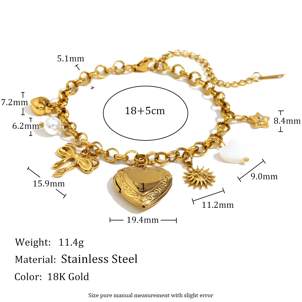Wishkeeper Bracelet Heart & Butterfly Pendant in Gold-stylishnooks