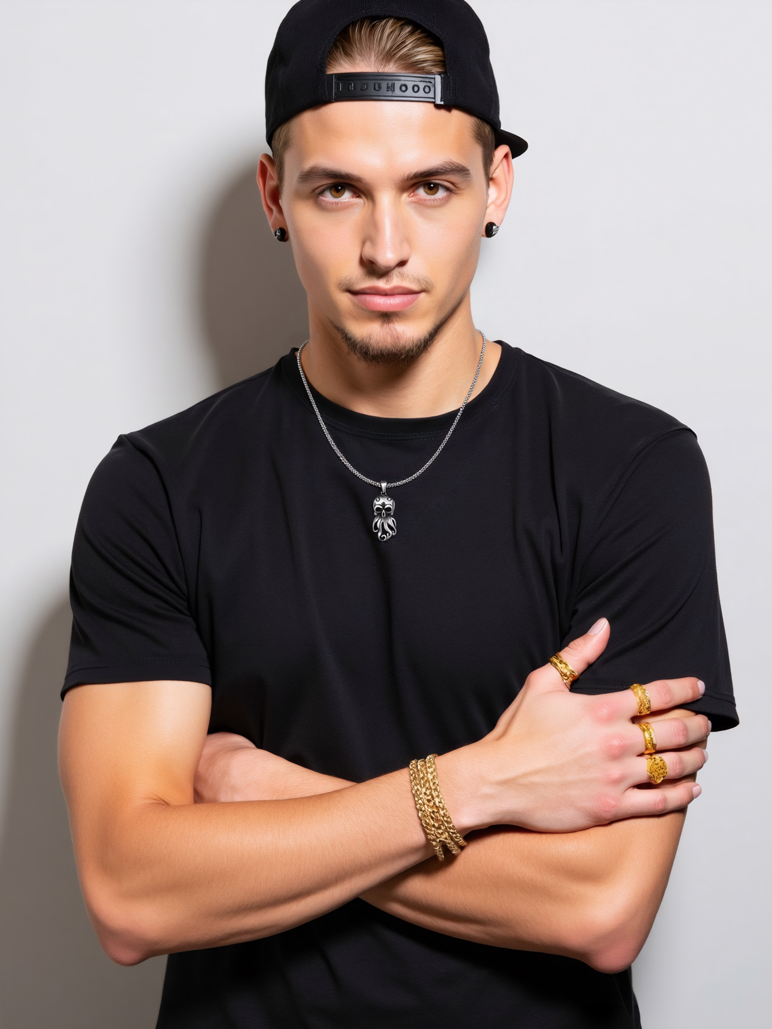 Kraken Skull Pendant Necklace, Gothic Cthulhu Style Alloy Men's Jewelry-stylishnooks