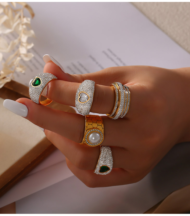  Galaxy Pearl & CZ Geometric Ring-stylishnooks