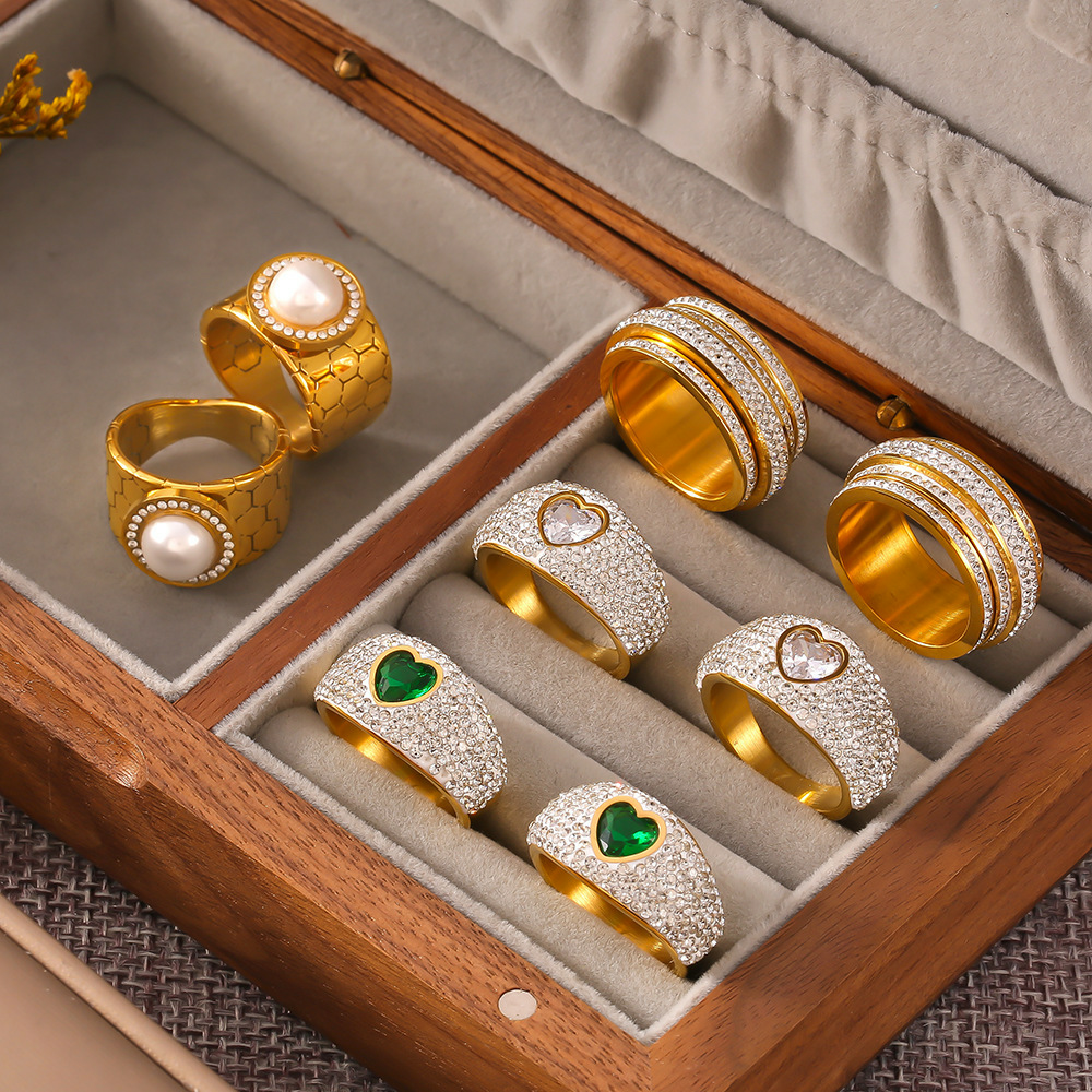  Galaxy Pearl & CZ Geometric Ring-stylishnooks