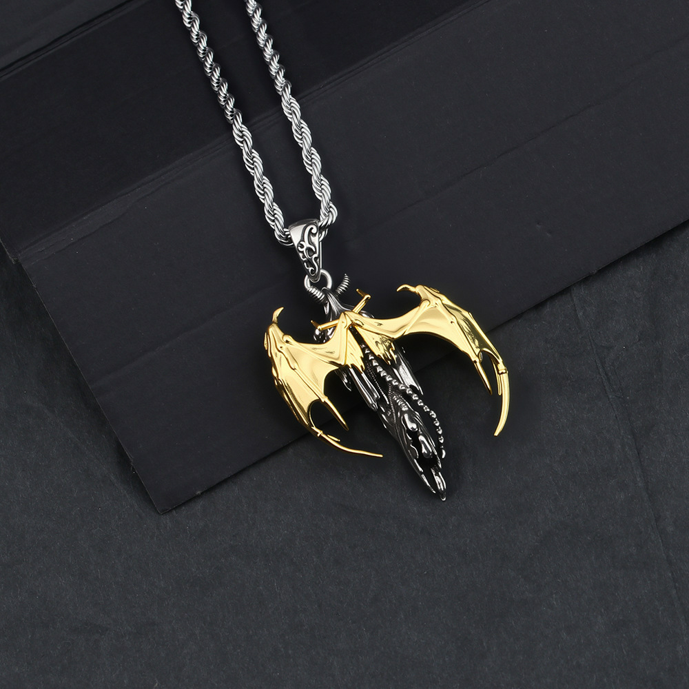 Vintage Golden Wing Witch Pendant-stylishnooks