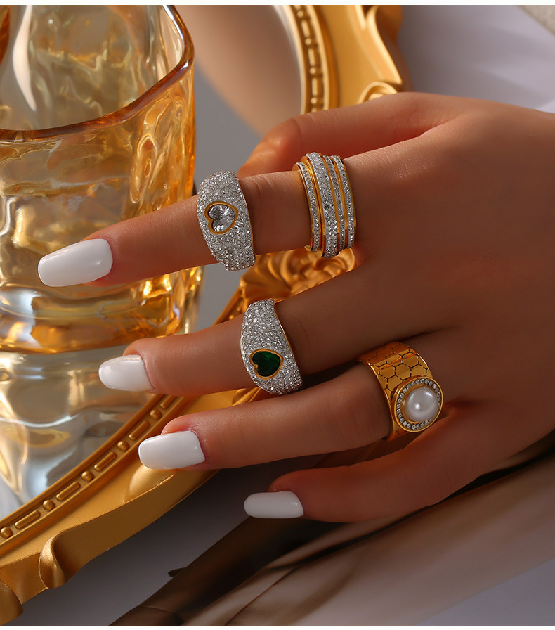  Galaxy Pearl & CZ Geometric Ring-stylishnooks