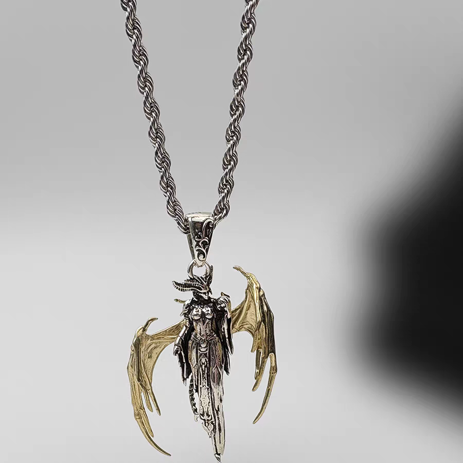 Vintage Golden Wing Witch Pendant-stylishnooks