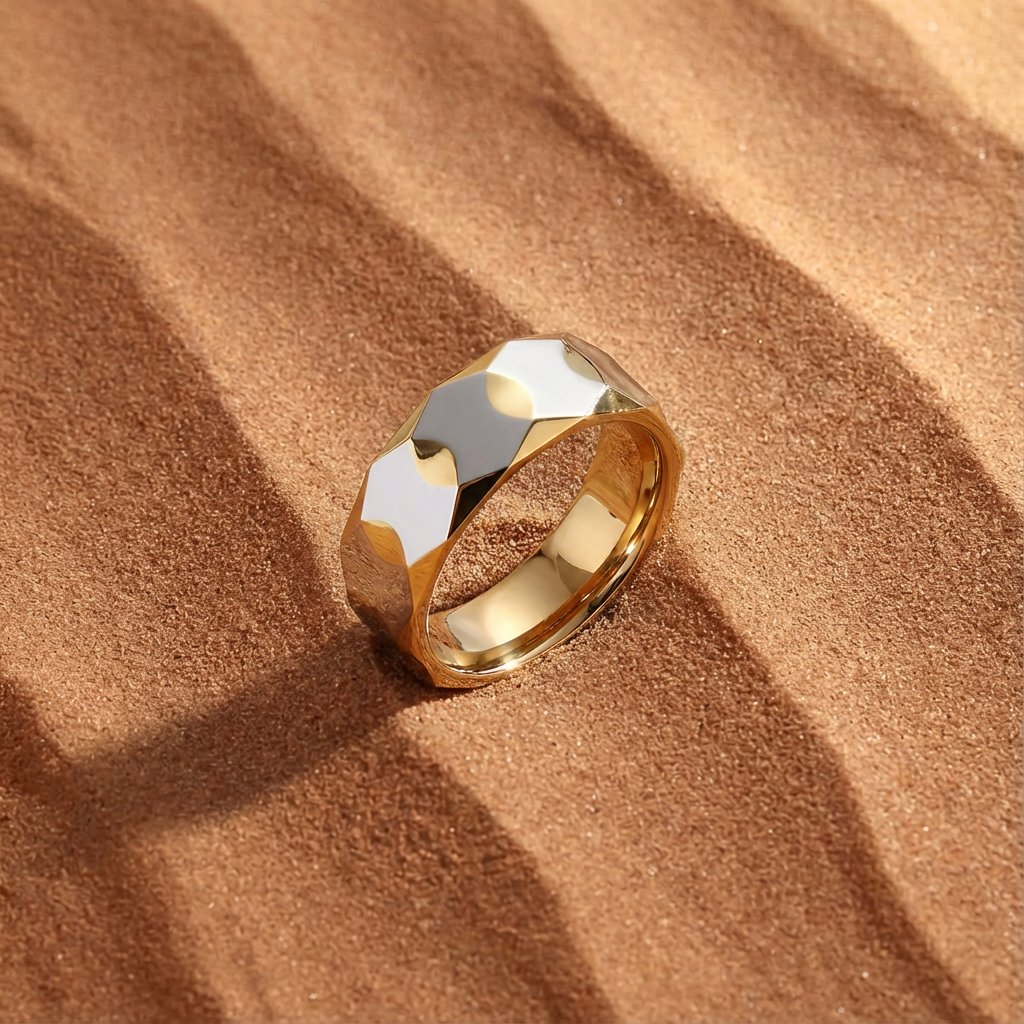 8mm Wave Textured Tungsten Ring - Two-Tone Men’s Band