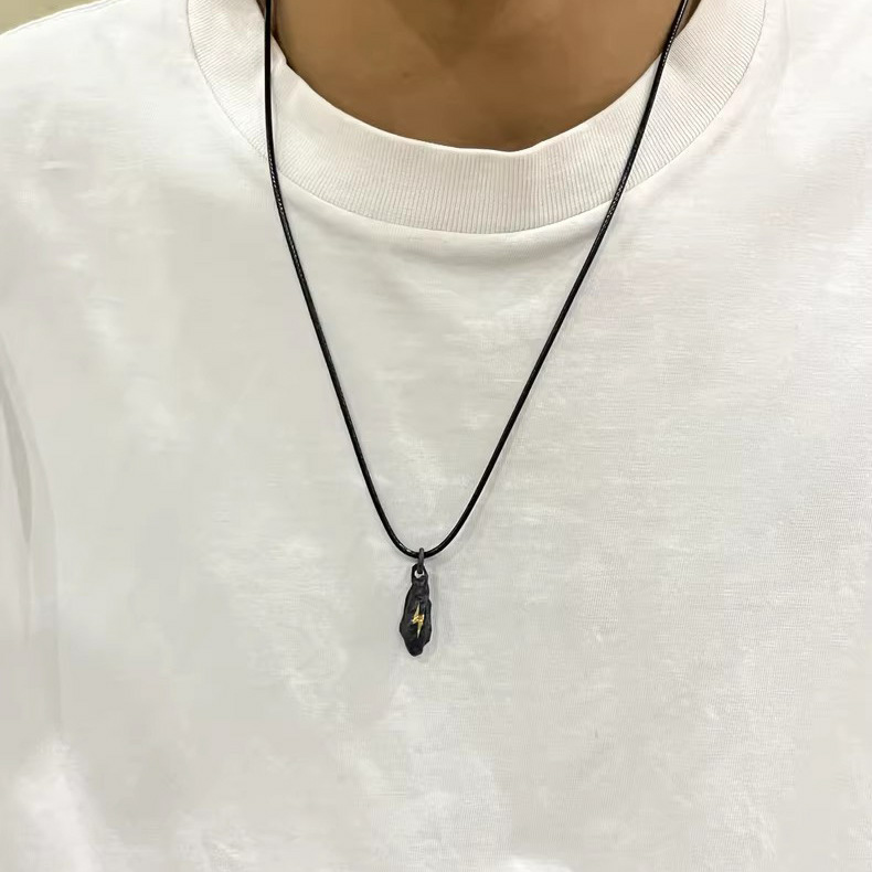andmade Black Gold Stone Lightning Pendant