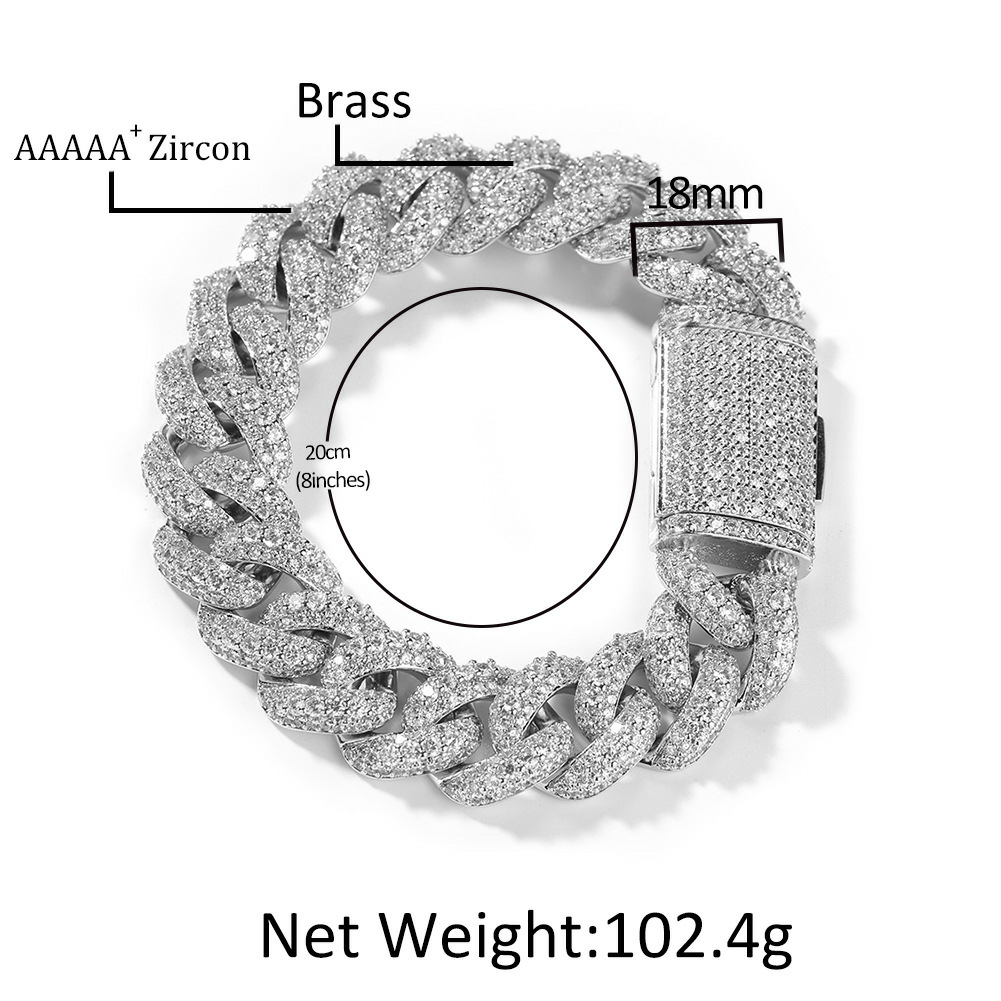 12mm Iced Cuban Link Bracelet - Hip-hop Street Style