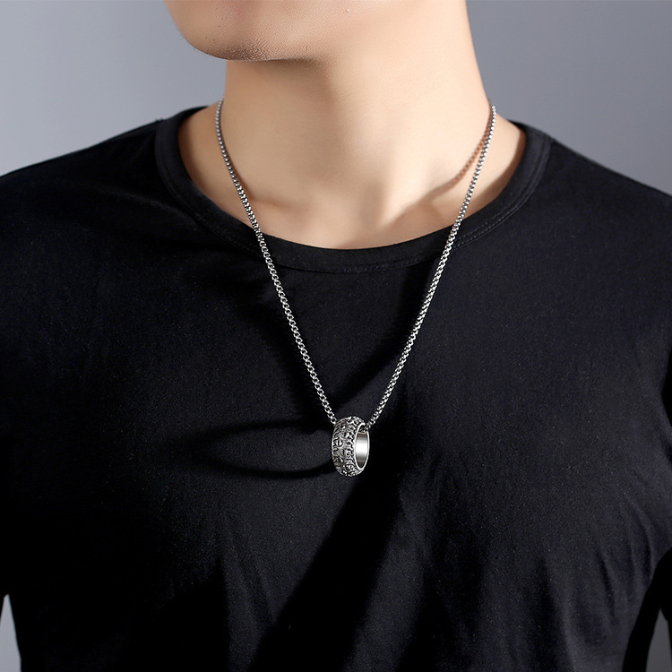 Spinning Tire Ring & Necklace, 2-in-1 Punk Gear Accessory for Men-stylishnooks