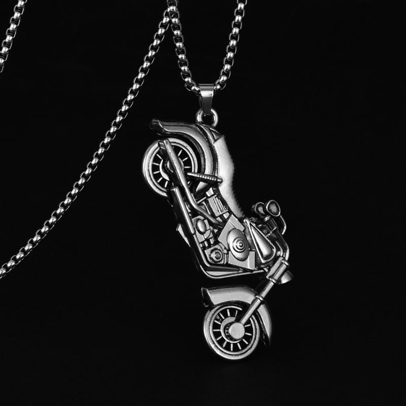 Vintage Motorcycle Pendant Necklace, Retro Mechanical Men's Jewelry-stylishnooks