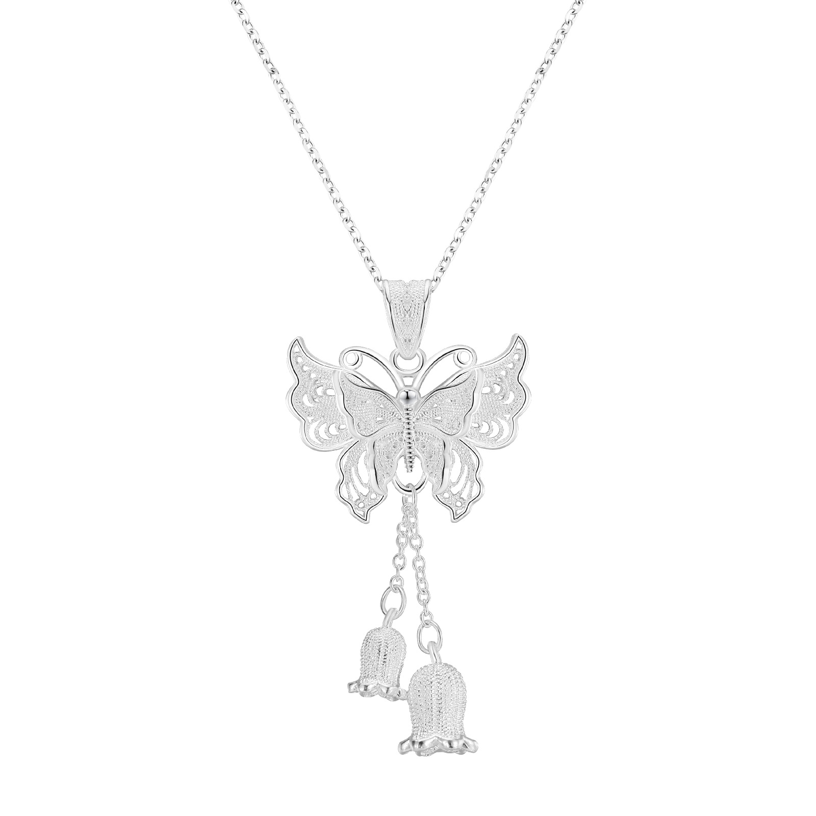 Butterfly & Lily of the Valley Necklace-stylishnooks