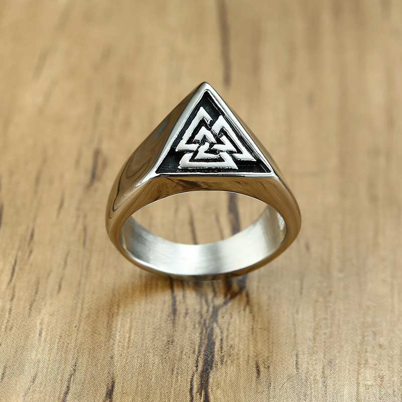 Rune Warrior Ring, Punk Viking Stainless Steel Band-stylishnooks