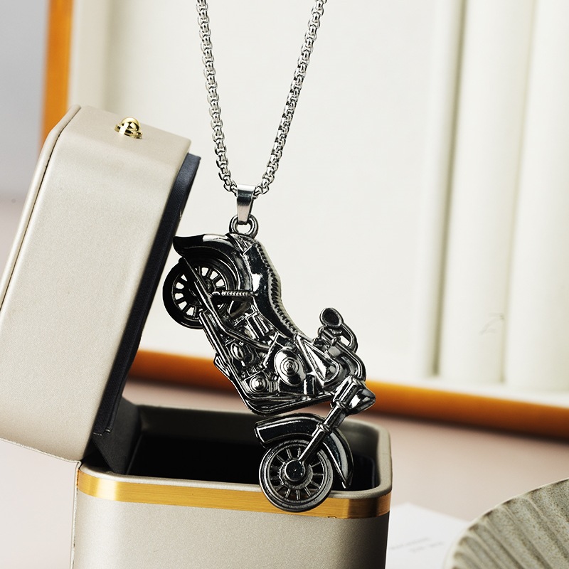 Vintage Motorcycle Pendant Necklace, Retro Mechanical Men's Jewelry-stylishnooks