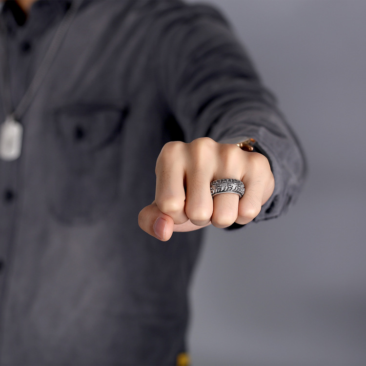 Spinning Tire Ring & Necklace, 2-in-1 Punk Gear Accessory for Men-stylishnooks