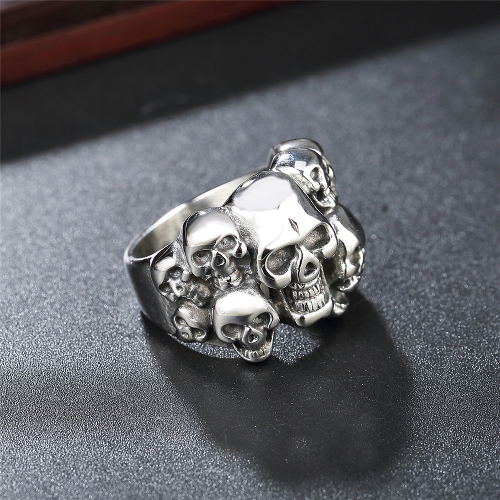 Bold Skull Statement Ring - Exaggerated Steel Band for Alternative Fashion-stylishnooks