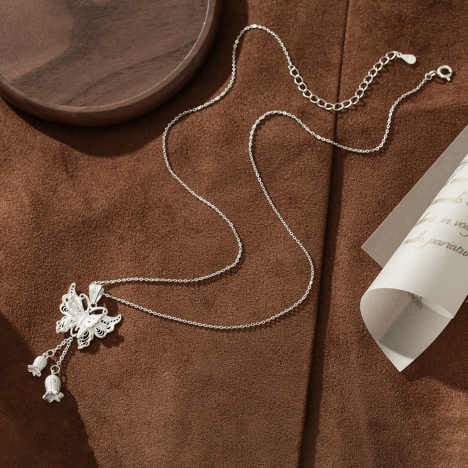 Butterfly & Lily of the Valley Necklace-stylishnooks