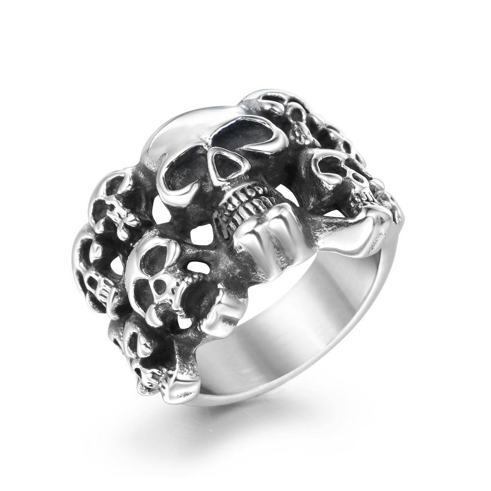 Bold Skull Statement Ring - Exaggerated Steel Band for Alternative Fashion-stylishnooks