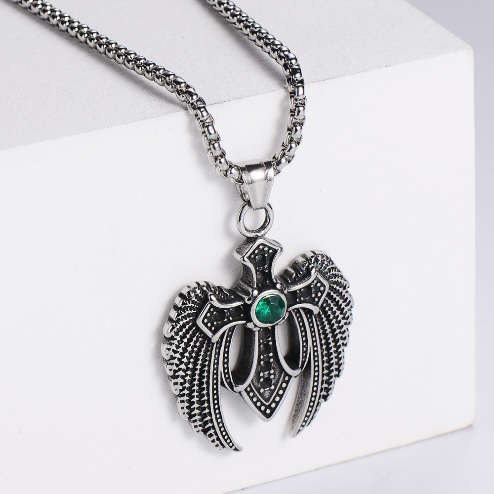 Viking Wings Cross Pendant-stylishnooks