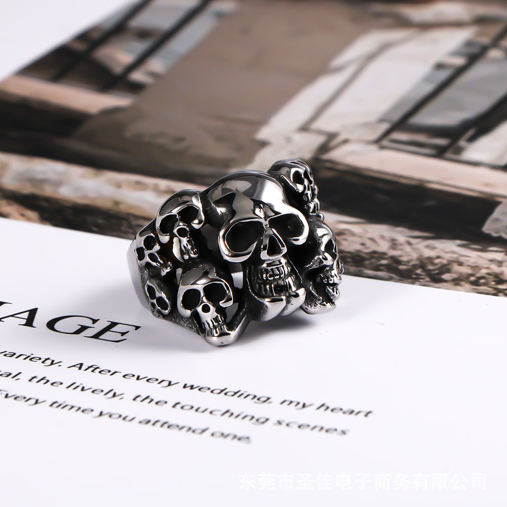 Bold Skull Statement Ring - Exaggerated Steel Band for Alternative Fashion-stylishnooks