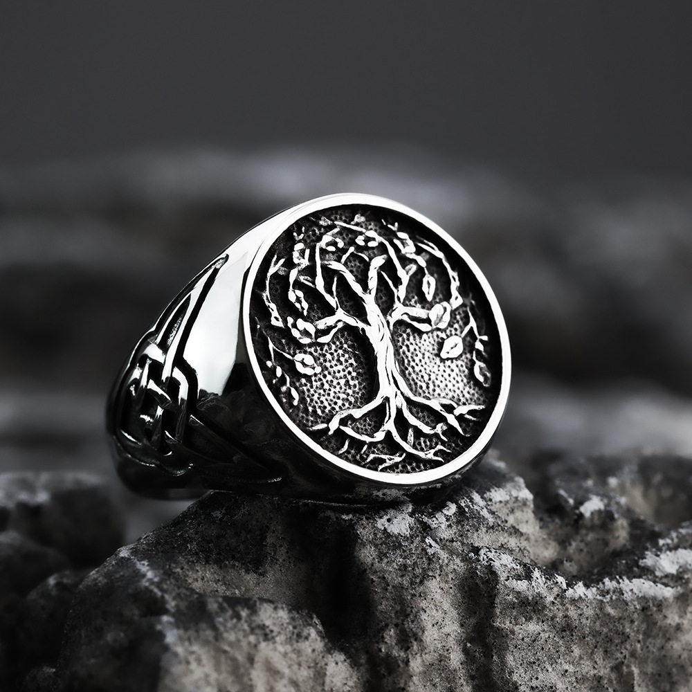 Viking Tree of Life Ring, Epic Norse Stainless Steel Band for Men & Women-stylishnooks
