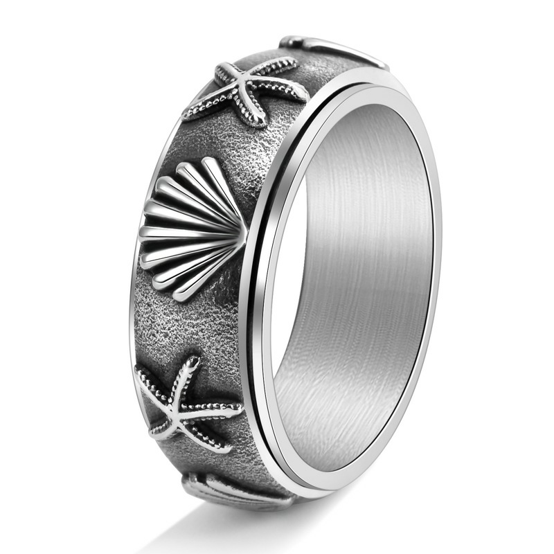 Rotating Shell and Starfish Ring-stylishnooks