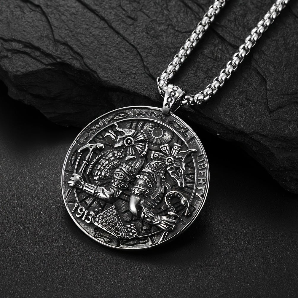 Anubis Pendant, Ancient Egypt God of Death Jackal Head Round Medal Pendant-stylishnooks