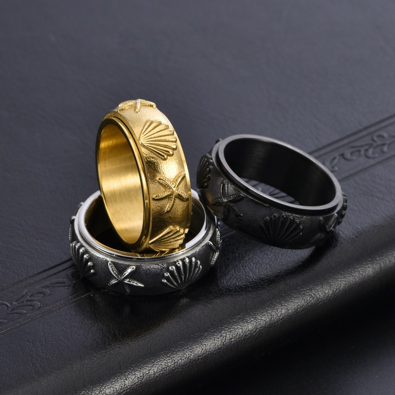 Rotating Shell and Starfish Ring-stylishnooks