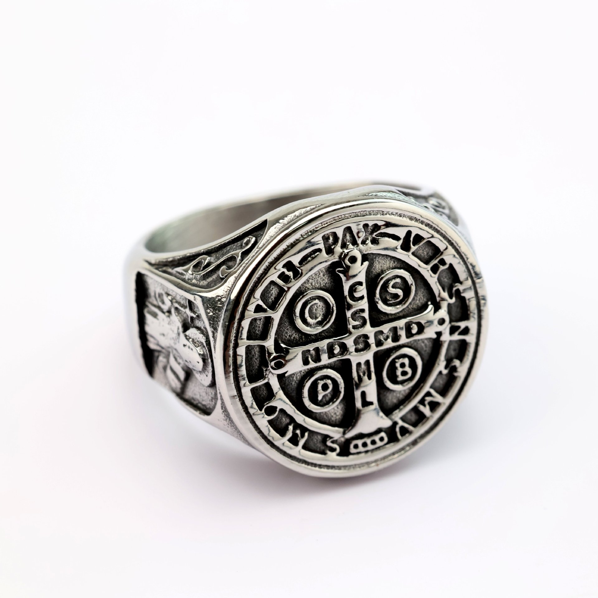 Antique Cross Ring for Men, Titanium Steel Protection Band-stylishnooks