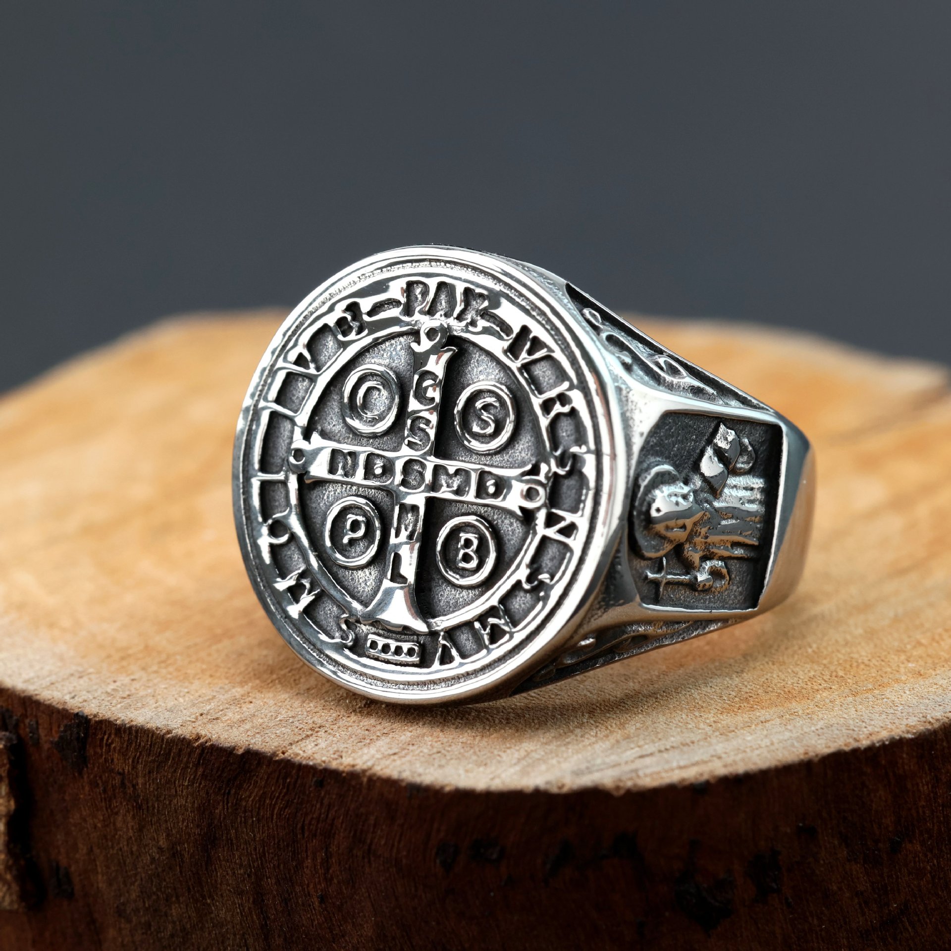 Antique Cross Ring for Men, Titanium Steel Protection Band-stylishnooks