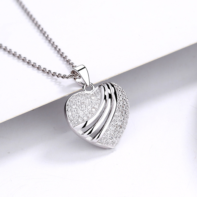 Sparkling Love: 925 Sterling Silver Open-Heart Pendant Necklace, Dazzling Zirconia Autumn Winter New Collection-stylishnooks