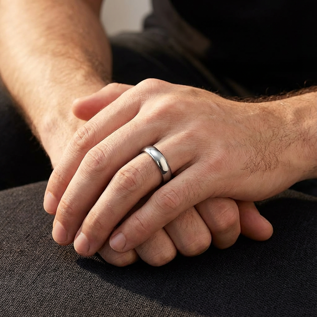 Comfort Fit Domed Tungsten Ring - Men’s Minimalist Band