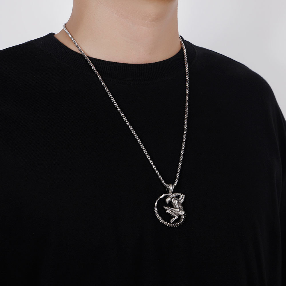 Alien Movie Xenomorph Pendant, Cyberpunk Gothic Statement Necklace-stylishnooks