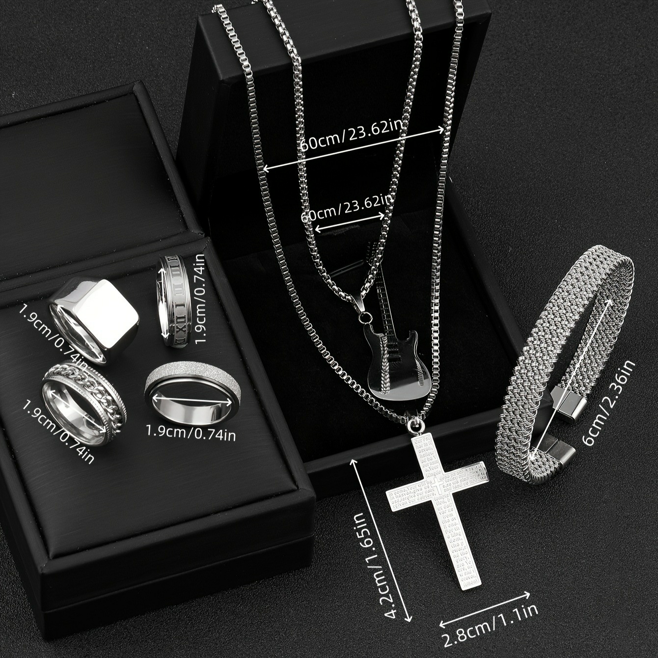 Minimalist Stainless Steel Set - Square Ring & Necklace