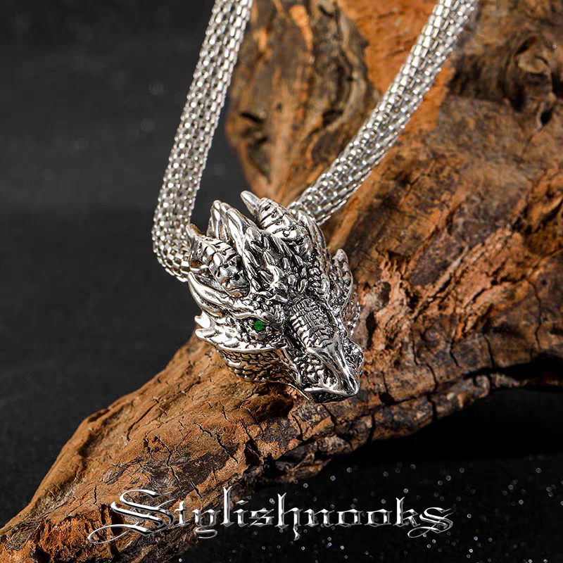 Imperial Dragon Head Pendant Necklace for Men, High-Quality Alloy-stylishnooks