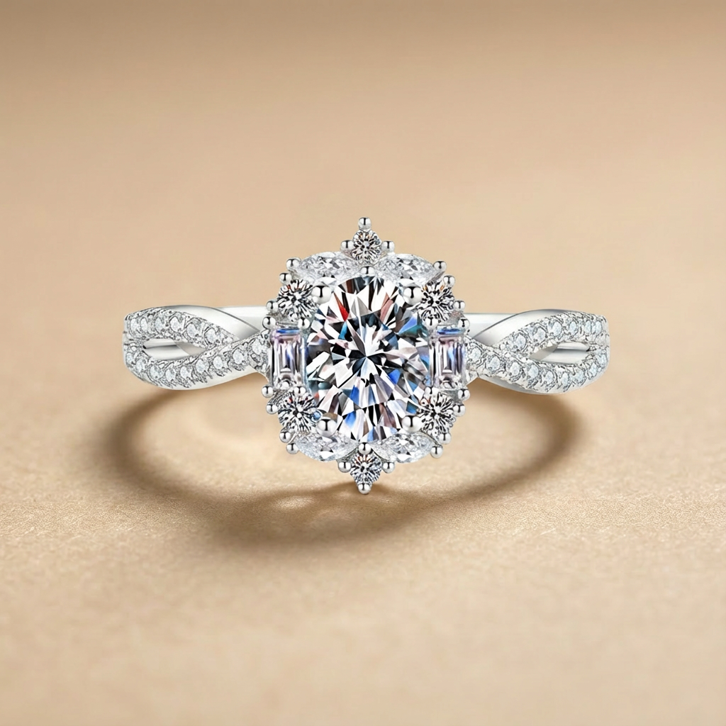 S925 Silver Marquise Moissanite Ring - Elegant Luxury