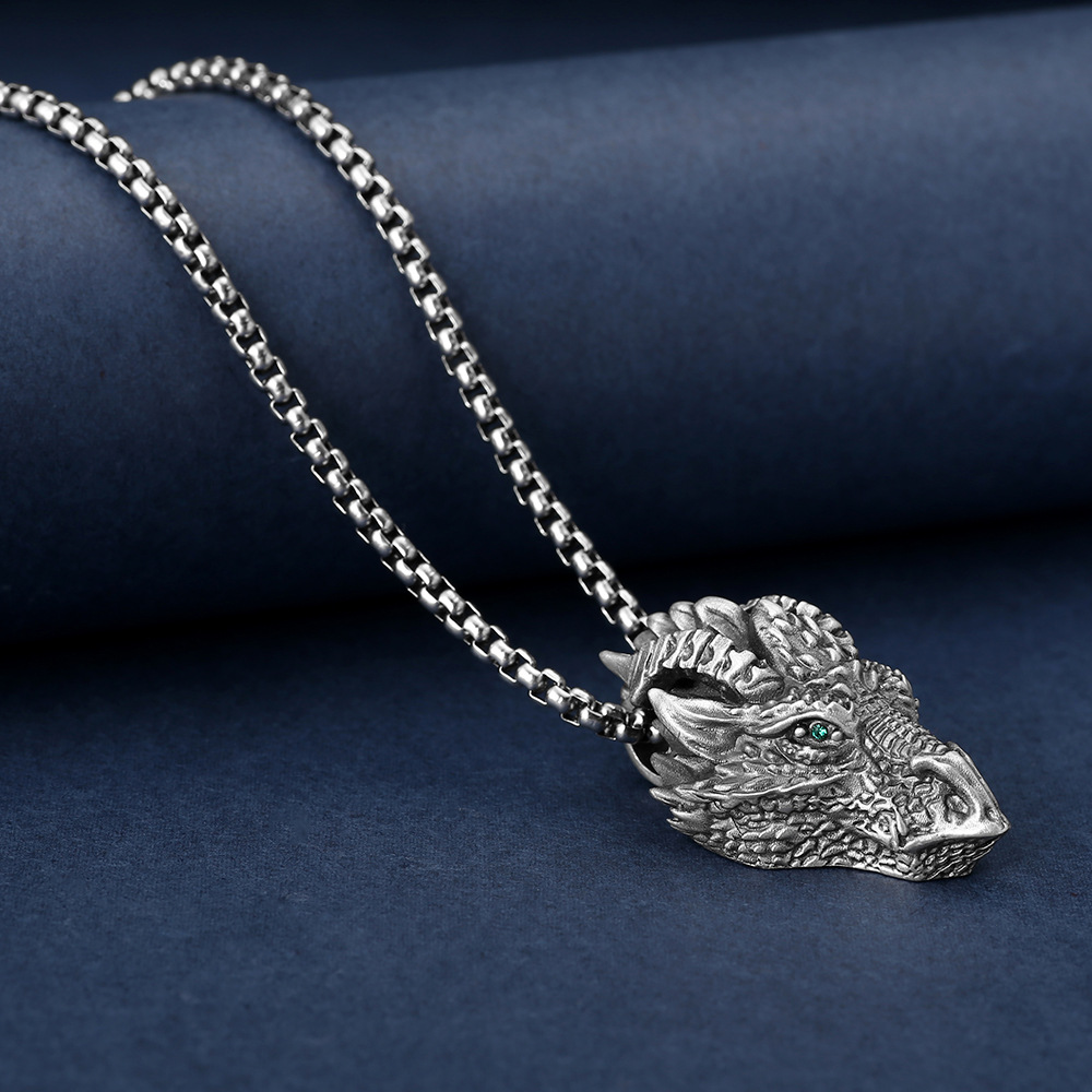Imperial Dragon Head Pendant Necklace for Men, High-Quality Alloy-stylishnooks